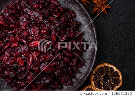 Dried sweet cranberries, natural berries for a healthy diet. Dried cranberries 136971350