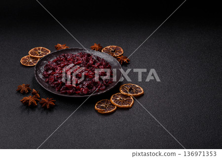 Dried sweet cranberries, natural berries for a healthy diet. Dried cranberries 136971353