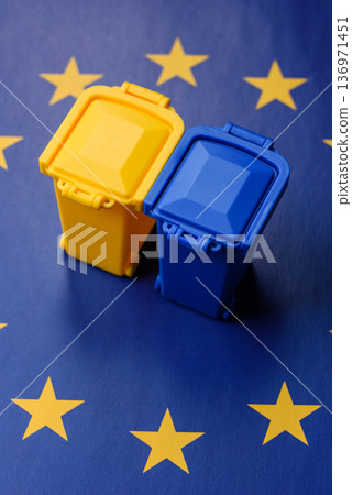 Bins for trash or garbage, a conceptual background for waste selective. Bins for trash or waste 136971451