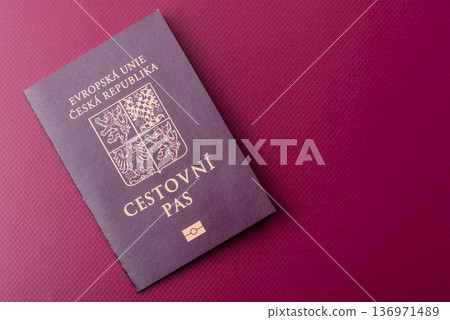 Czech Republic passport, travel, leisure, and financial document. The Czech passport Czech Republic passport, travel, leisure, and financial document. The Czech passport 136971489