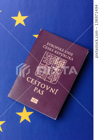 Czech Republic passport, travel, leisure, and financial document. The Czech passport Czech Republic passport, travel, leisure, and financial document. The Czech passport 136971494
