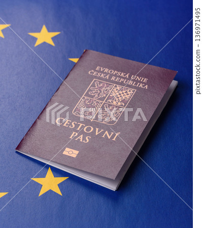 Czech Republic passport, travel, leisure, and financial document. The Czech passport Czech Republic passport, travel, leisure, and financial document. The Czech passport 136971495