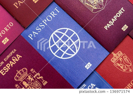 Passports of citizens of different countries of the world. Passports background 136971574