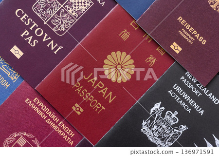 Passports of citizens of different countries of the world. Passports background 136971591