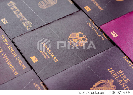Passports of citizens of different countries of the world. Passports background 136971629