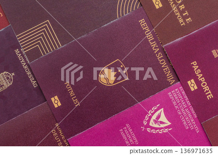 Passports of citizens of different countries of the world. Passports background 136971635