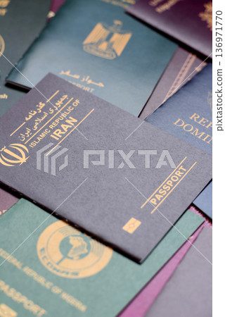 Passports of citizens of different countries of the world. Passports background 136971770