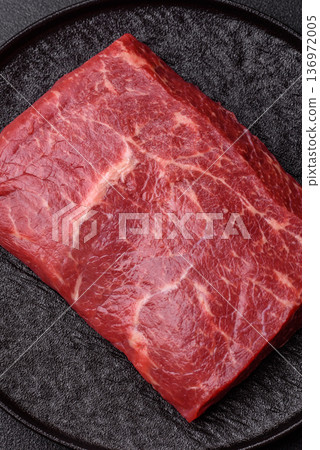 A piece of raw beef, a tenderloin for grilling or barbecue. Raw beef A piece of raw beef, a tenderloin for grilling or barbecue. Raw beef 136972005