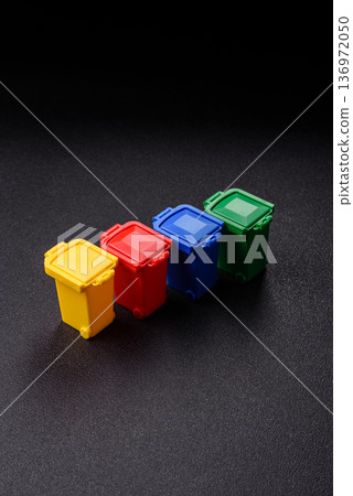 Bins for trash or garbage, selective and recycling waste disposal. Bins for trash or waste 136972050