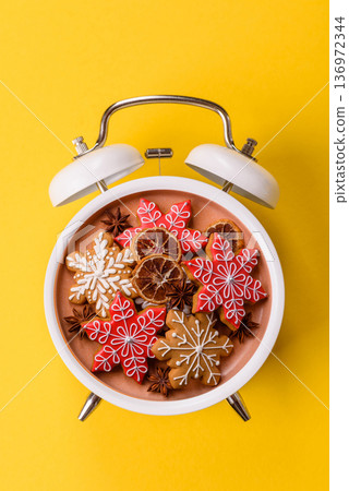 Gingerbread, Christmas cookies, and ornamental holiday baked goods. Christmas gingerbread Gingerbread, Christmas cookies, and ornamental holiday baked goods. Christmas gingerbread 136972344