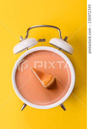 New York cheesecake, a slice of sweet pie, a classic cheesecake dessert. New York cheesecake 136972345