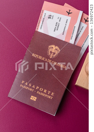 Colombia passport, visa for international travel and vacation. Colombian passport Colombia passport, visa for international travel and vacation. Colombian passport 136972423