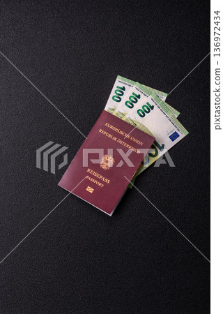 Austria passport, visa for international travel and vacation. Austrian passport 136972434