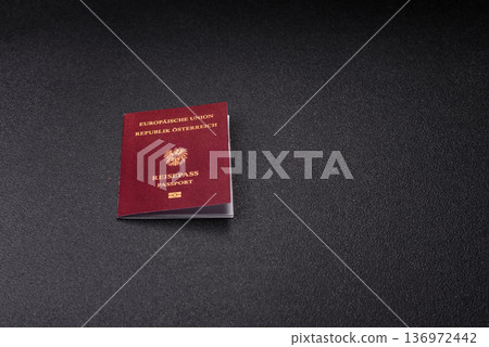 Austria passport, visa for international travel and vacation. Austrian passport Austria passport, visa for international travel and vacation. Austrian passport 136972442