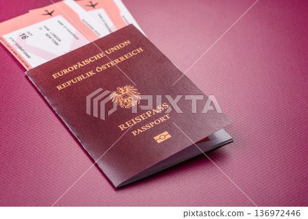 Austria passport, visa for international travel and vacation. Austrian passport Austria passport, visa for international travel and vacation. Austrian passport 136972446