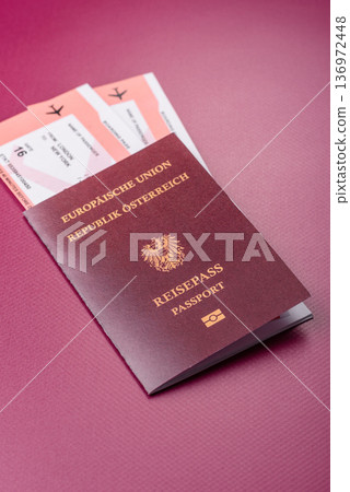 Austria passport, visa for international travel and vacation. Austrian passport 136972448