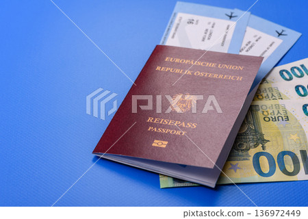 Austria passport, visa for international travel and vacation. Austrian passport 136972449