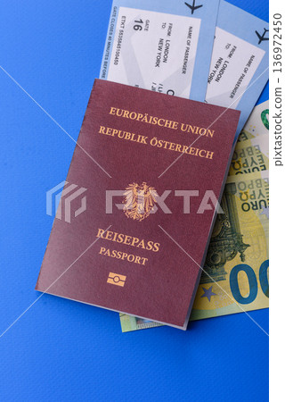 Austria passport, visa for international travel and vacation. Austrian passport 136972450