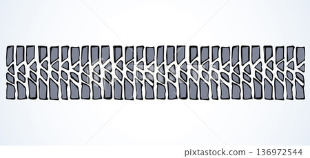 Traces of tires. Vector drawing 136972544