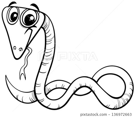 cartoon red snake reptile comic wild animal character coloring page 136972663
