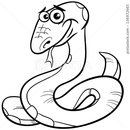 cartoon red snake reptile wild animal character coloring page 136972665