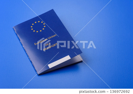A pet passport is a document for a cat, dog, or other animal. A pet passport 136972692