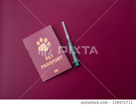 A pet passport is a document for a cat, dog, or other animal. A pet passport 136972711
