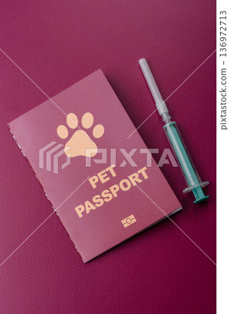 A pet passport is a document for a cat, dog, or other animal. A pet passport 136972713