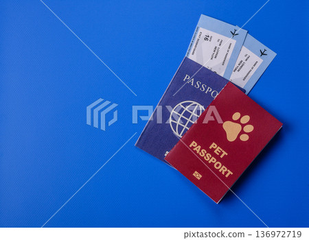 A pet passport is a document for a cat, dog, or other animal. A pet passport 136972719