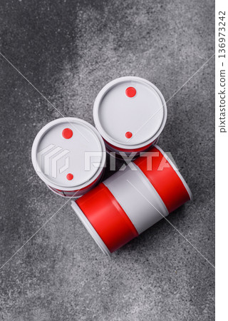Metal barrels containing oil, gas, or chemicals, global fuel prices, and trends. Oil barrels Metal barrels containing oil, gas, or chemicals, global fuel prices, and trends. Oil barrels 136973242