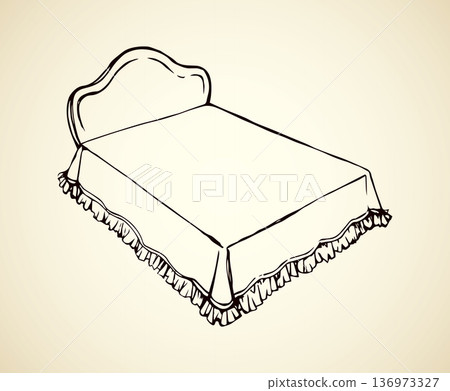 Bed. Vector drawing Bed. Vector drawing 136973327