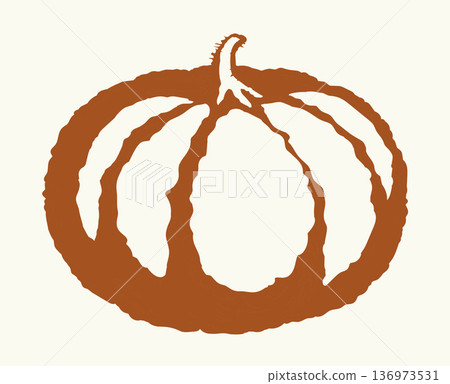 Big yellow pumpkin. Vector drawing Big yellow pumpkin. Vector drawing 136973531