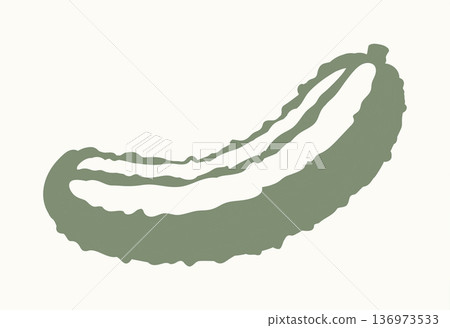 Small green cucumber. Vector drawing 136973533