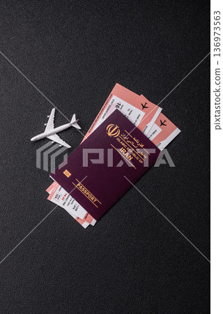 Iranian passport for travelling, flying and doing business. Iran document, id 136973563
