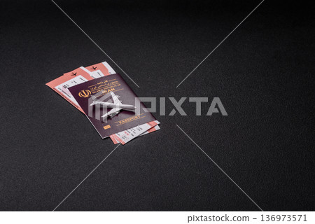 Iranian passport for travelling, flying and doing business. Iran document, id 136973571