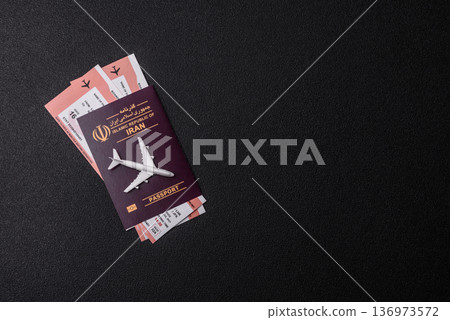 Iranian passport for travelling, flying and doing business. Iran document, id 136973572