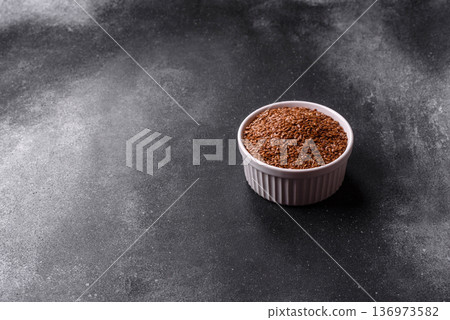 Flaxseed as an ingredient for oil, organic flour, and healthy foods. Flax seeds Flaxseed as an ingredient for oil, organic flour, and healthy foods. Flax seeds 136973582