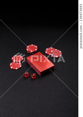 Casino, cards and chips on a colored background, poker and blackjack. Cards and chips Casino, cards and chips on a colored background, poker and blackjack. Cards and chips 136973693