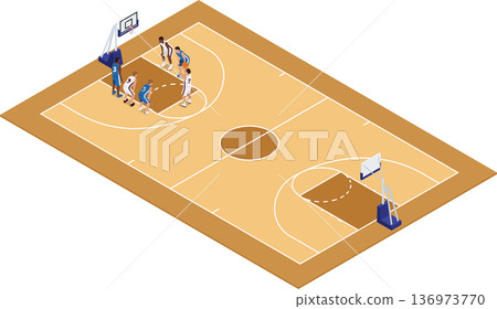 Basketball players on free throw line 136973770