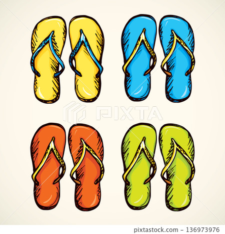 Slippers. Vector drawing 136973976