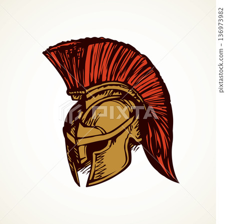 Spartan helmet. Vector drawing 136973982