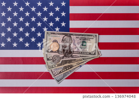 Cash, US dollar currency, financial and business flows. US dollar cash 136974048