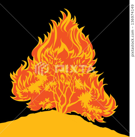 Burning bush. Vector drawing icon 136974149