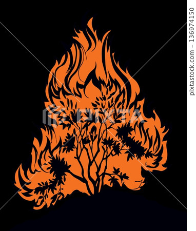 Burning bush. Vector drawing icon Burning bush. Vector drawing icon 136974150
