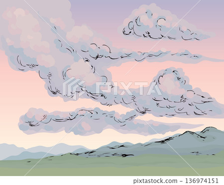 Clouds. Vector drawing 136974151