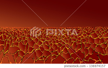 Molten magma. Vector drawing of volcanic lava Molten magma. Vector drawing of volcanic lava 136974157