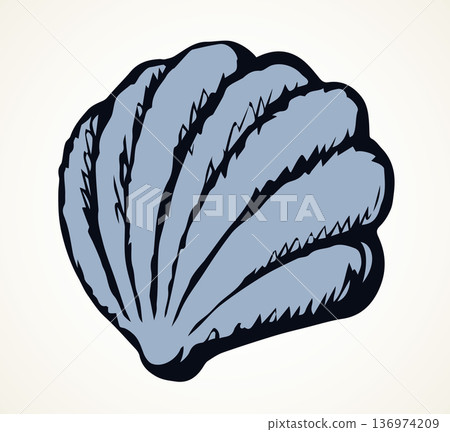 Shell with a pearl. Vector drawing 136974209