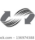 Tire track racing arrows 136974388