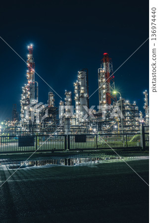 Kashima Oil east gate factory night view Kashima Oil east gate factory night view 136974440