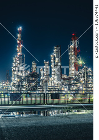 Kashima Oil east gate factory night view Kashima Oil east gate factory night view 136974441